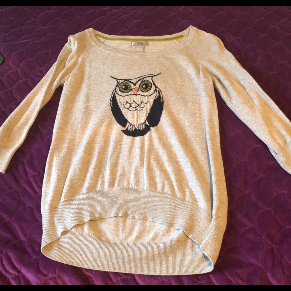 grey sweatshirt with owl embroidery